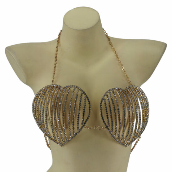 14304 - Gold Heart Rhinestone Bra - Image 2