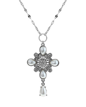 16687 - Teardrop Cross Necklace with pearls, s, 22+3"