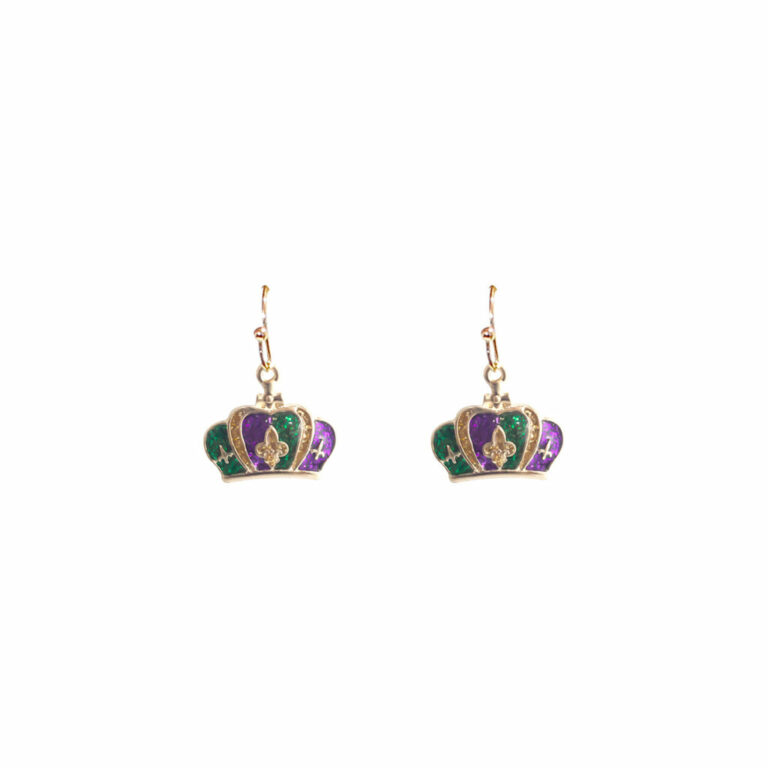 28339 - g mardi gras crown earring 0.78x0.6in