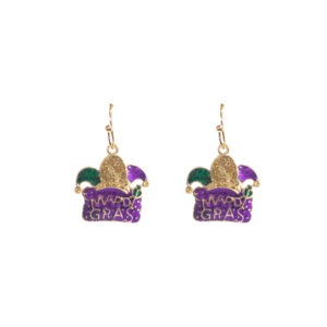 28340 - g mardi gras clown hat earring 0.86x0.9in