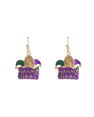 28340 - g mardi gras clown hat earring 0.86x0.9in