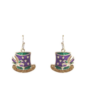 28341 - g mardi gras clown hat earring 0.86x0.9in
