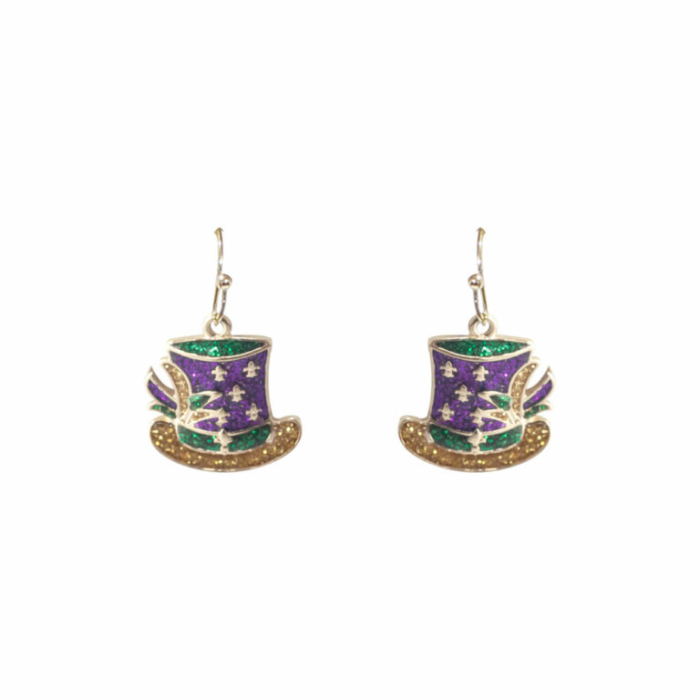 28341 - g mardi gras clown hat earring 0.86x0.9in