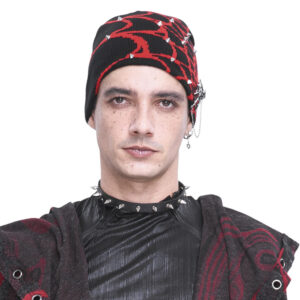 AS17202 - Black and red spider web knit beanie