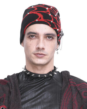 AS17202 - Black and red spider web knit beanie