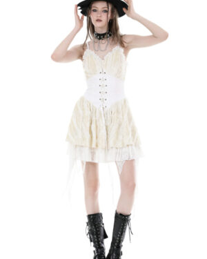 DW893 - Steampunk corset lace up velvet dress