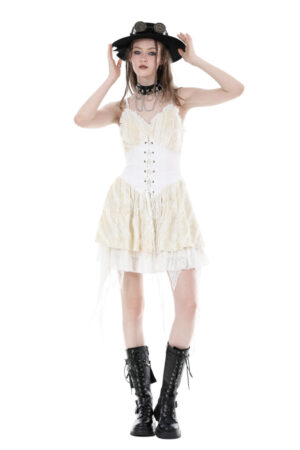 DW893 - Steampunk corset lace up velvet dress