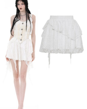 KW329 - Steampunk lace irregular skirt