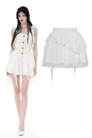 KW329 - Steampunk lace irregular skirt
