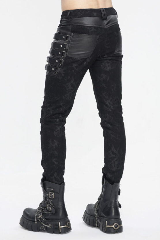 PT228 - Slim black pants with side buckles - Image 2