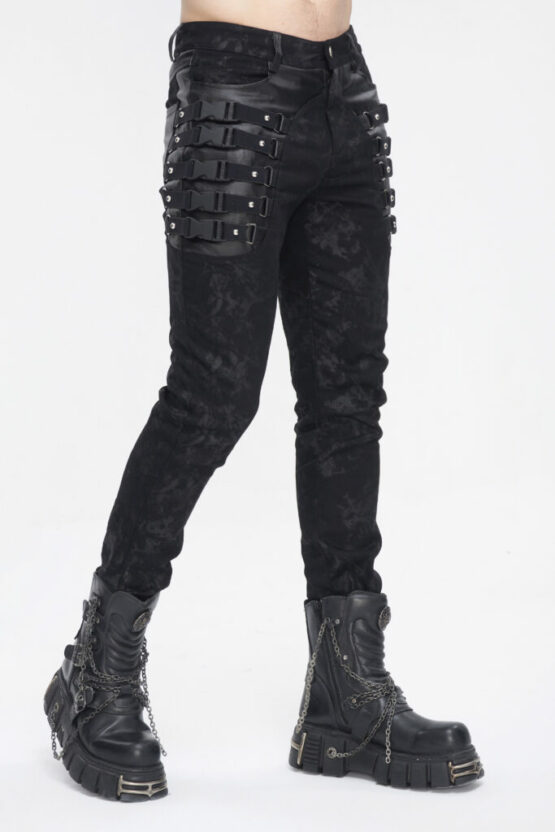 PT228 - Slim black pants with side buckles - Image 4