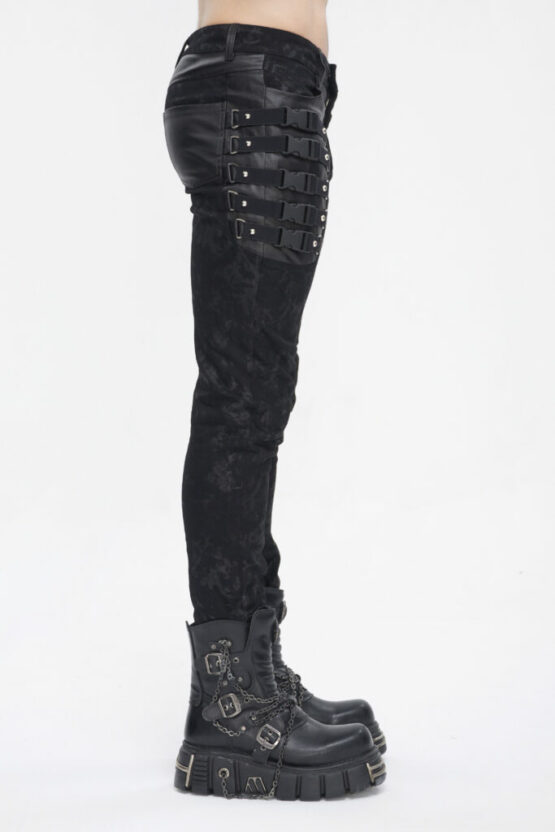 PT228 - Slim black pants with side buckles - Image 3