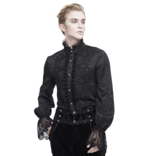 SHT111 - Gothic black noble lace collar shirt