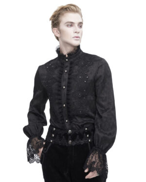 SHT111 - Gothic black noble lace collar shirt