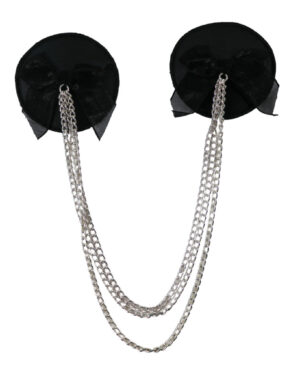 1258 - Black pasties with 3 layered metal chain connection