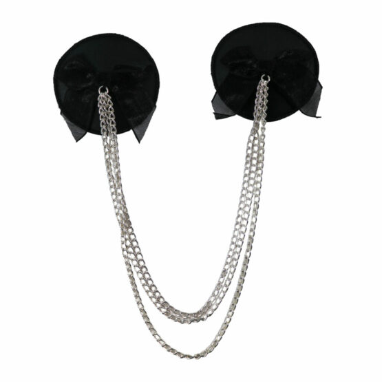 1258 - Black pasties with 3 layered metal chain connection