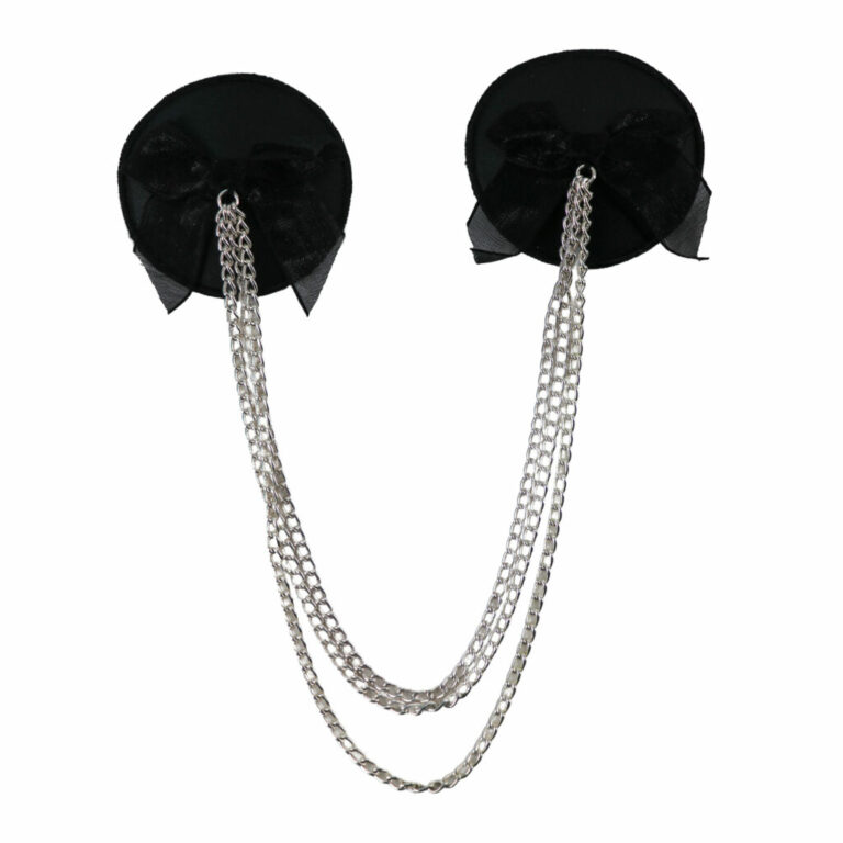 1258 - Black pasties with 3 layered metal chain connection