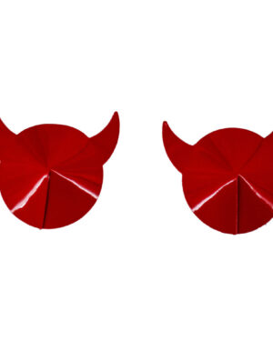 1259 - Red PU devil horn pasties