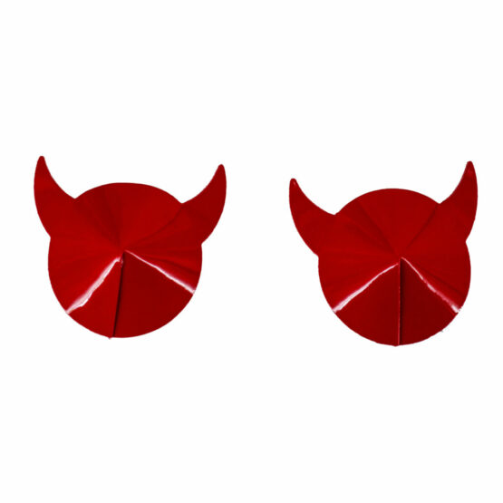 1259 - Red PU devil horn pasties