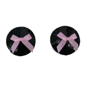 1261 - Sequin pasties with pink ribbon bow