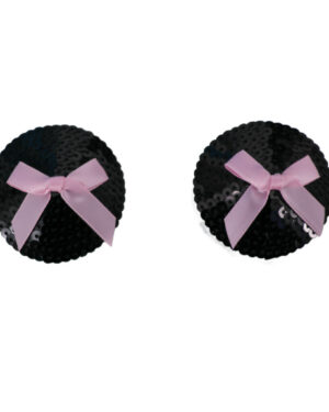 1261 - Sequin pasties with pink ribbon bow