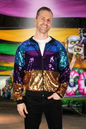 3871 - Mardi Gras Tri Color Sequin Jacket