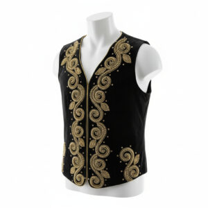 8911 - Velvet sequin vest-Black/Gold