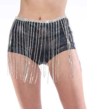 BL55 - Rhinestone Belt with Rhinestone Hanging Fringes
