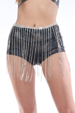 BL55 - Rhinestone Belt with Rhinestone Hanging Fringes