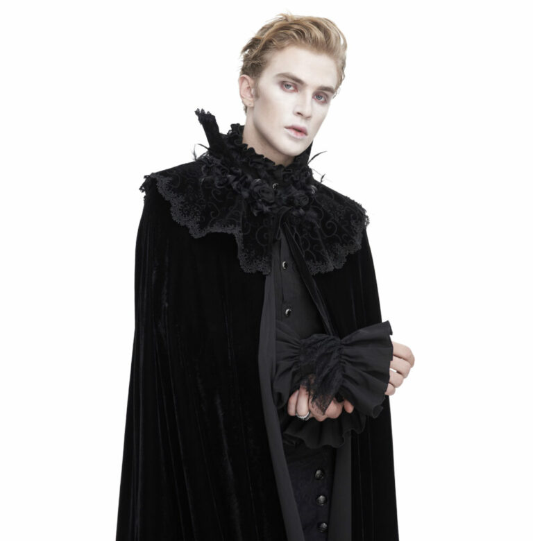 CA040 - High velvet trim collar cloak - Image 5