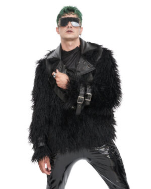 CT220 - Faux fur punk jacket with leather trim