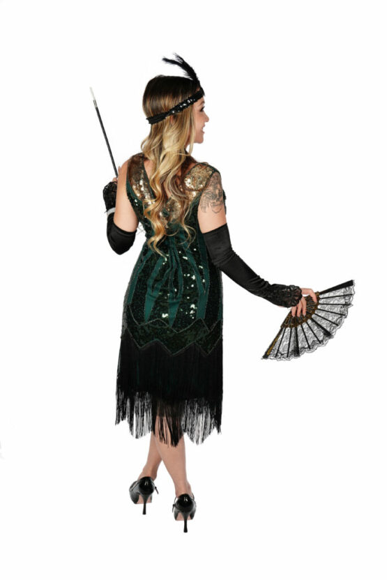 2471 - Green and Gold beaded fringe dress - Image 2