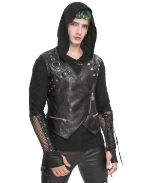 WT080 - Punk PU leather vest with zipper closure