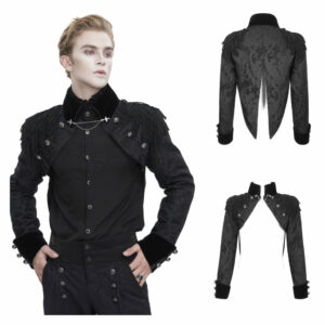 CT221 - Baroque military short tailcoat-Black