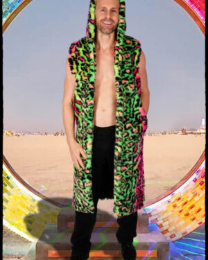 2657 - Neon Cheetah sleeveless coat
