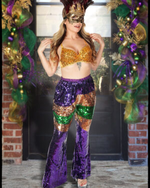 3869 - Mardi gras sequin bell bottom pants