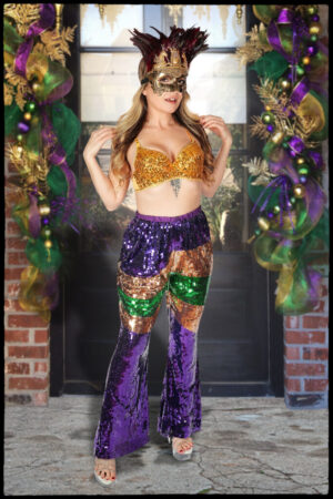 3869 - Mardi gras sequin bell bottom pants