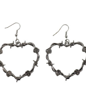 68594 - rose and wire, heart shape earrings