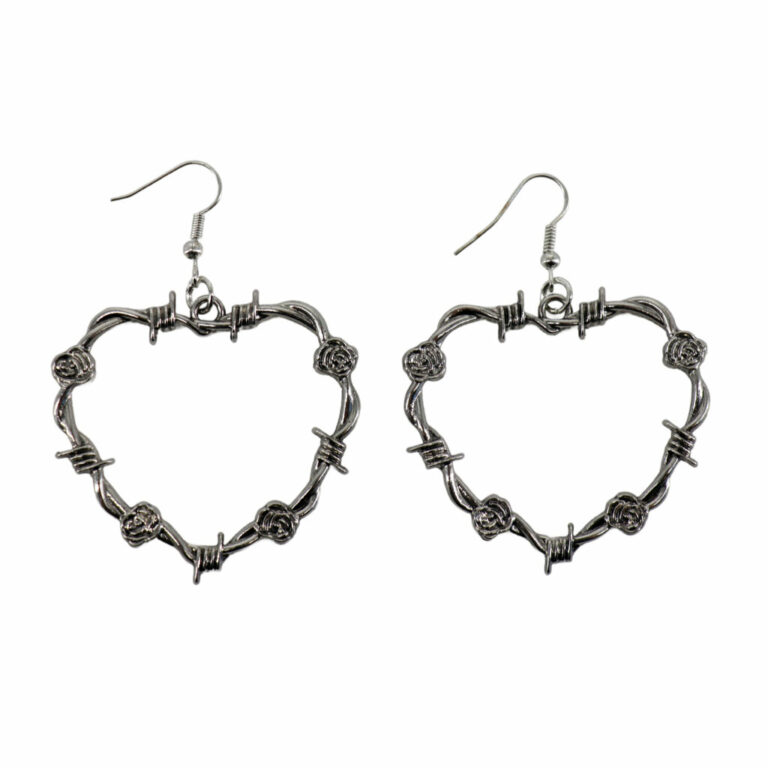 68594 - rose and wire, heart shape earrings