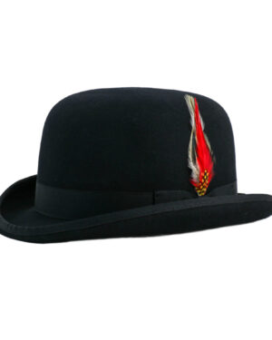 69506 - Bowler hat with feather-Black