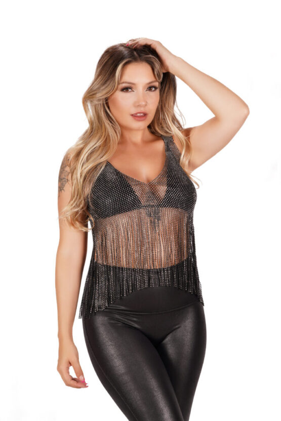 94077 - Black Rhinestone Top Fringed - Image 3