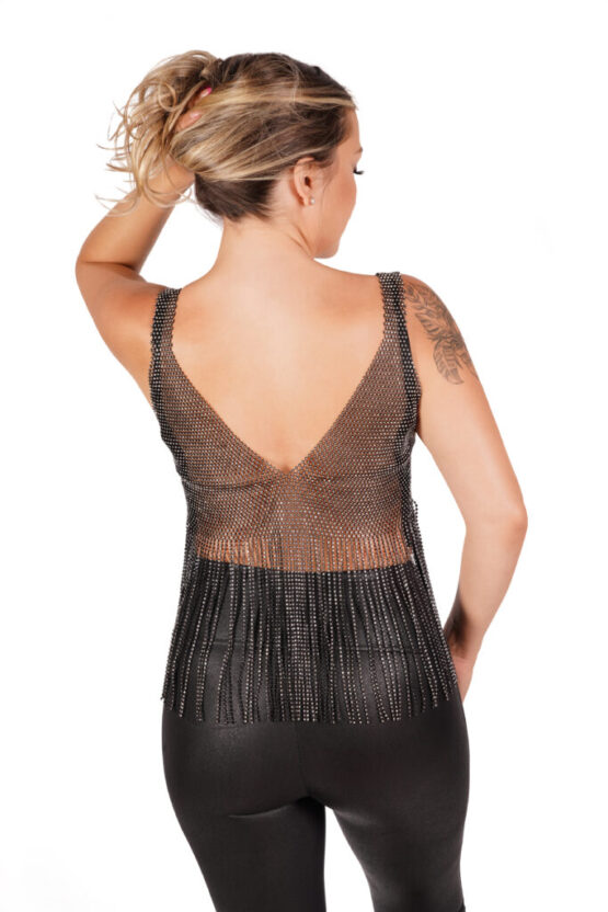 94077 - Black Rhinestone Top Fringed - Image 2