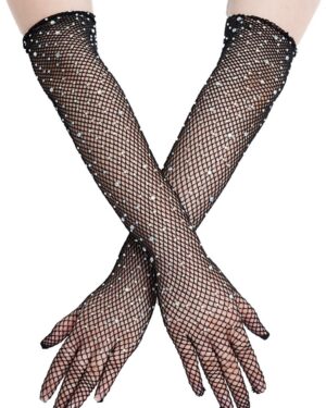 983 - Rhinestone Fishnet Gloves