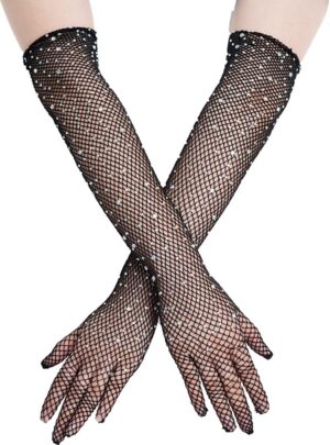983 - Rhinestone Fishnet Gloves