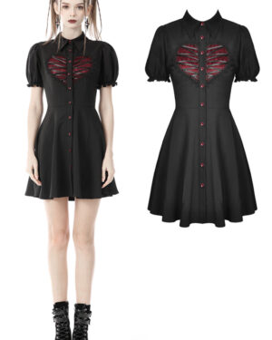 DW646 - Heart cage black skater dress-XL
