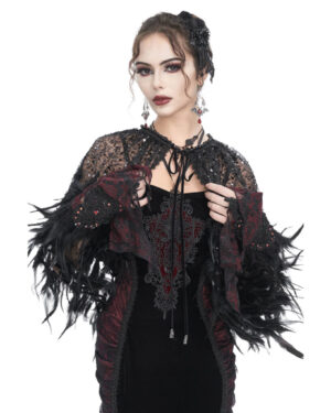 ECA017 - Sheer black feather shawl