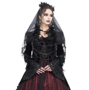 ECT015 - Velvet cropped jacket with lacing trim