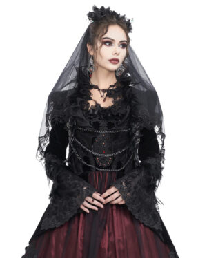 ECT015 - Velvet cropped jacket with lacing trim