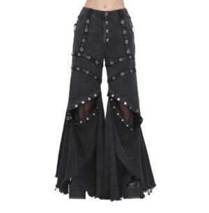 PT238 - Stud punk denim flare pants