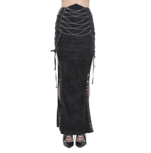 SKT191 - Chain maxi skirt with side slits